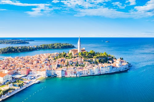 Croatia,,Istria,,Panoramic,View,Of,The,Beautiful,Old,Town,Of